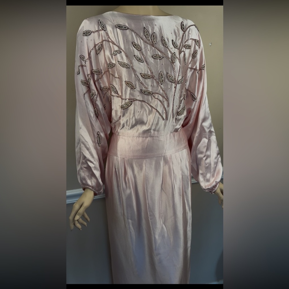 Vintage PAUL-Louis Orrier France Saks Fifth Avenue Soft Pink Beaded Gown 10